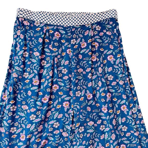 Matilda Jane Size M Blue Floral A Day Off Wide Leg Pants FLAWED - Picture 2 of 13
